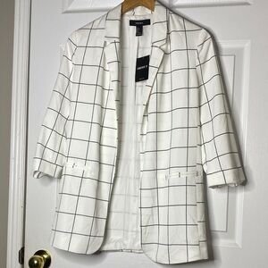 Forever 21 White Blazer with Black Windowpane Grid #2